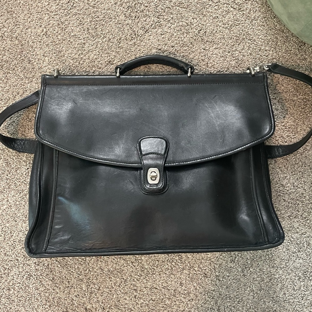 Vintage black leather Coach Briefcase in great condition